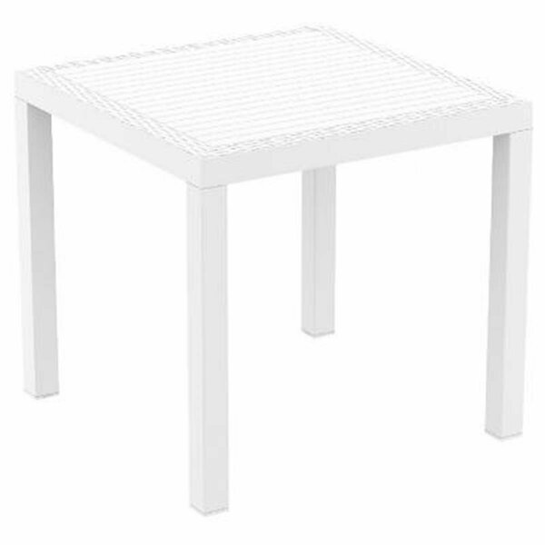 Fine-Line 31 in. Orlando Resin Wickerlook Square Dining Table, White FI625238